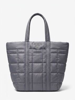 Michael Kors Gray Quilted Nylon Tote Bag Lightweight Shoulder Bag